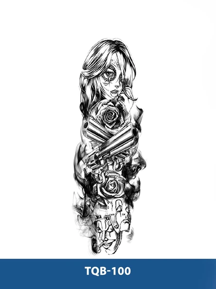 TQB-100 KADIN VE MASKE DESEN GEÇİCİ KOL DÖVMESİ-TATTO ürün görseli