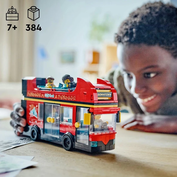 LEGO City Kırmızı İki Katlı Gezi Otobüsü 60407 – 7 Yaş ve Üzeri Kız ve Erkek Çocuklar için Yılbaşı Hediyesi Fikri, 4 Min - Resim 2