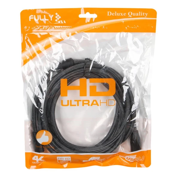 Fully G-507C Plastik 19+1 Gold V2.0 4K Örgülü 5 Metre Hdmı Kablo Uydu Cihazı Pc Bilgisayar Görüntü Kablosu - 4