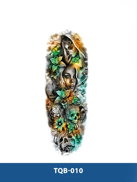 TQB-010 GÜL VE KADIN DESEN RENKLİ GEÇİCİ KOL DÖVMESİ-TATTO ürün görseli