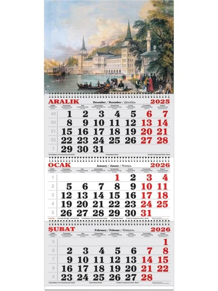 Keskin Color 2026-3 Aylık Spiralli Jumbo Denizci Takvim-Gravür ürün görseli 1