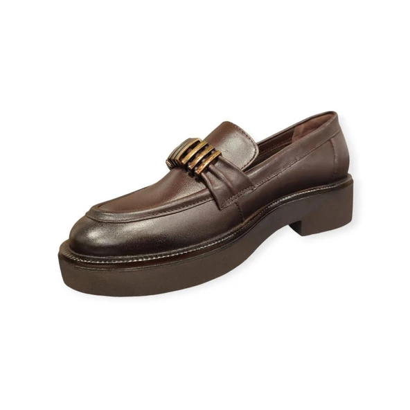 VENÜS 2411551K KALIN TABAN TOKALI LOAFER DERİ KADIN AYAKKABI - Resim 4