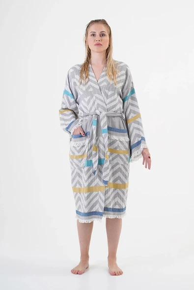 Amos %100 Pamuk Tasarım Bornoz