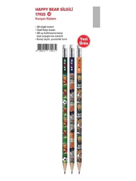 Fatih Happy Bear Silgili Kurşun Kalem 72 Adet ürün görseli