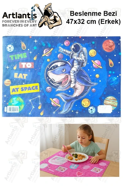 Beslenme Bezi Erkek Modeli Yıkanabilir 32x47 cm 1 Adet Beslenme Örtüsü Okul Öncesi Kreş Anasınıfı İlkokul İçin İdeal - 5