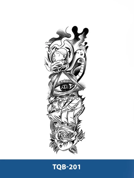 TQB-201 KOBRA GÖZ VE GEMİ DESEN GEÇİCİ KOL DÖVMESİ-TATTO