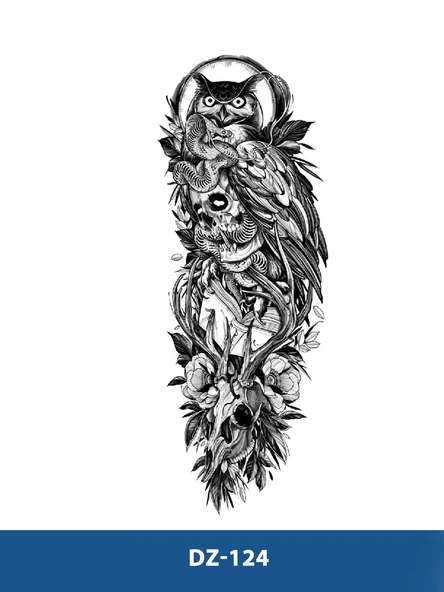 DZ-124 BAYKUŞ VE KURUKAFA DESEN GEÇİCİ KOL DÖVMESİ-TATTO ürün görseli