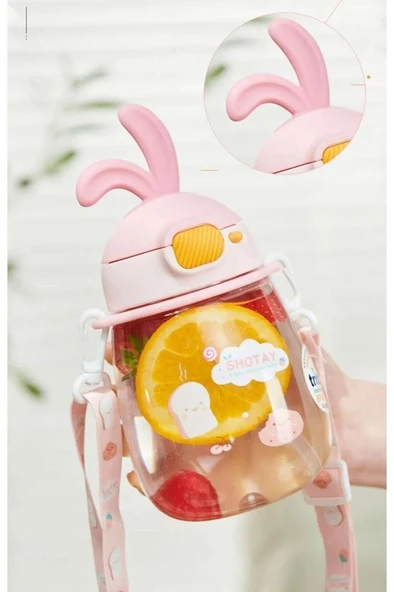 Shotay Rabbit Tritan Matara 600 Ml. KAHVERENGİ ST-7008 - Resim 4