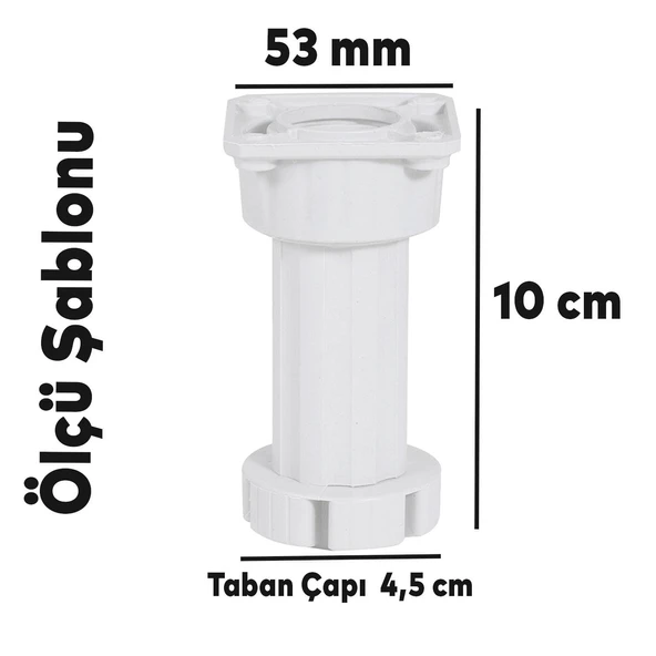 Mobilya Baza Mutfak Dolap Masa Puf Sehpa TV Ünitesi Ayağı Ayarlanabilir 10 cm Beyaz Ayak (8 Adet) - Resim 2