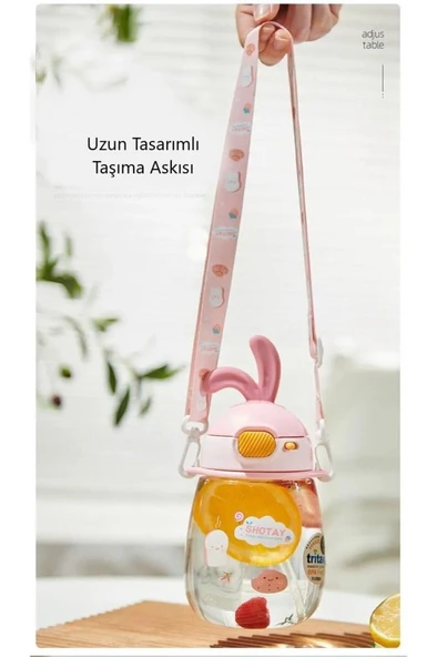 Shotay Rabbit Tritan Matara 600 Ml. KAHVERENGİ ST-7008 - Resim 5