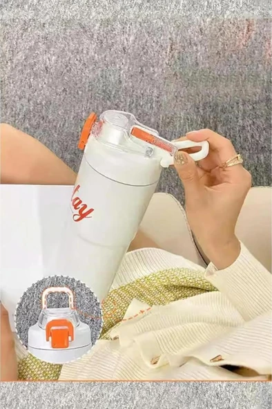 Shotay Tween Çelik Termos Matara 750 ML BEYAZ ST-8133. (5 ASS.) - Resim 6