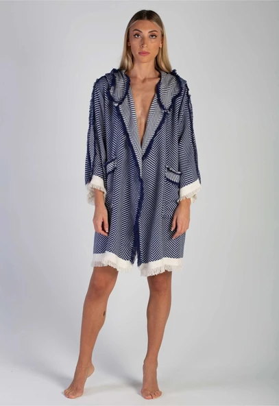 Chevron %100 Pamuk Özel Tasarım El İşçiliği Kaftan