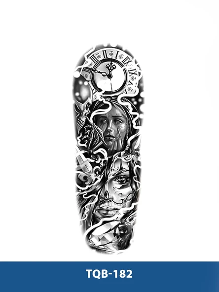 TQB-182 SAAT VE KADIN DESEN GEÇİCİ KOL DÖVMESİ-TATTO ürün görseli