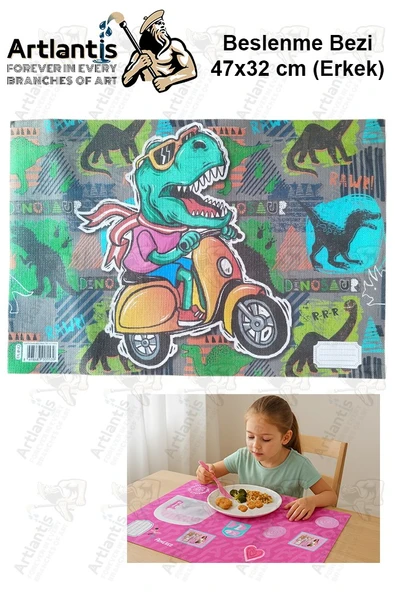 Beslenme Bezi Erkek Modeli Yıkanabilir 32x47 cm 1 Adet Beslenme Örtüsü Okul Öncesi Kreş Anasınıfı İlkokul İçin İdeal - 8