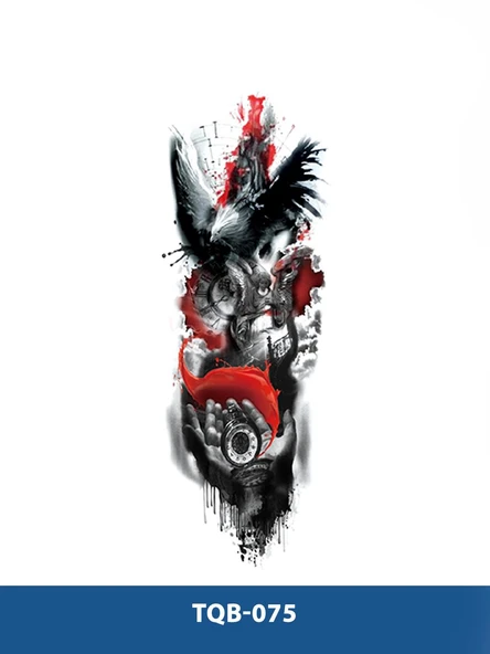 TQB-075 KARTAL VE SAAT DESEN RENKLİ GEÇİCİ KOL DÖVMESİ-TATTO ürün görseli