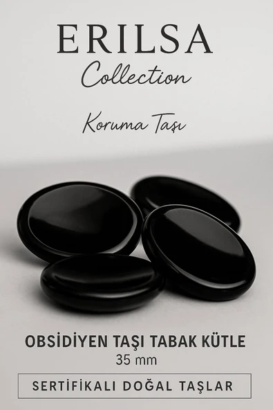 Sertifikalı Obsidyen Taşı Kase Kütle 35 mm - Doğal Koruma Taşı ürün görseli