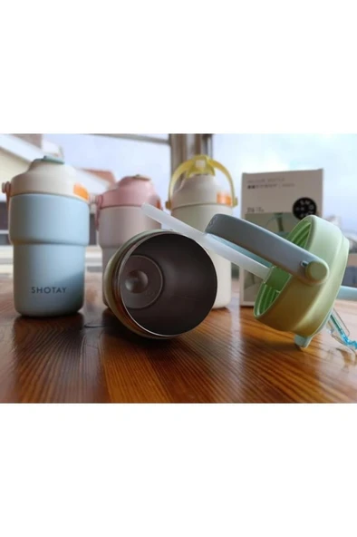 Shotay Askili Mug Pastel Renk 450 Ml.Beyaz ST-8099 - Resim 7