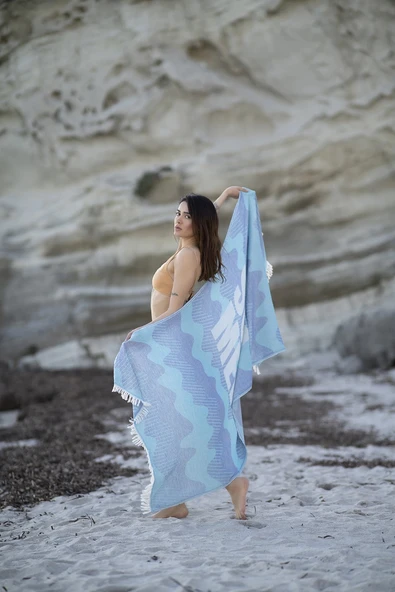 Halikarnas Royal Mavi & TurkuazPeştemal %100 Pamuk