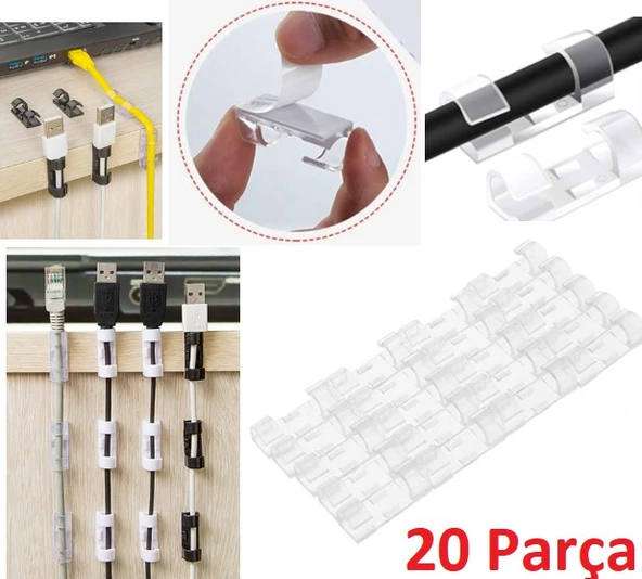 Kablo Sabitleyici Klips Seti 20 Adet ürün görseli