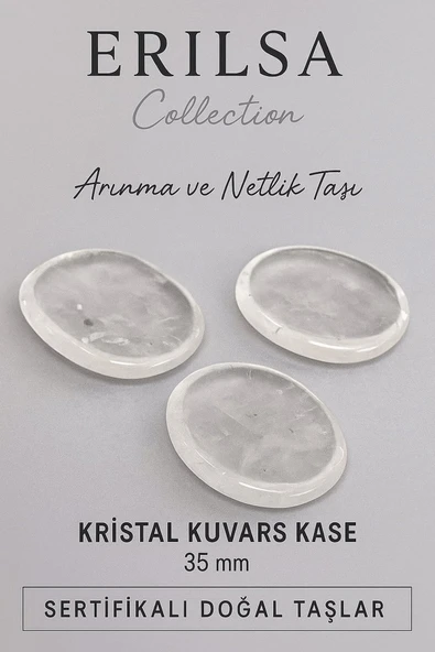 Sertifikalı Kristal Kuvars Doğal Taş Kase Kütle - 35 mm Arınma ve Netlik Taşı ürün görseli