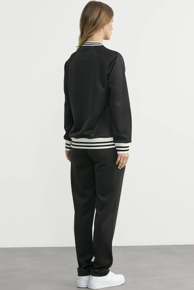 Şerit Detaylı Scuba Eşofman Takım - Siyah - Resim 6