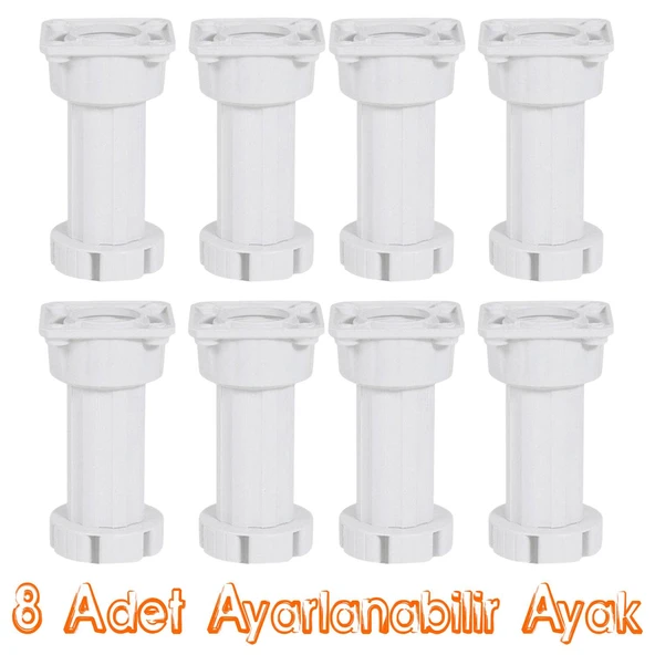 Mobilya Baza Mutfak Dolap Masa Puf Sehpa TV Ünitesi Ayağı Ayarlanabilir 10 cm Beyaz Ayak (8 Adet) ürün görseli