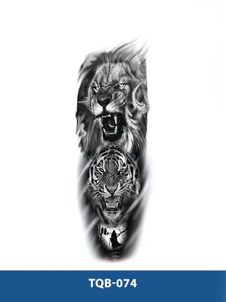 TQB-074 KAPLAN VE ASLAN DESEN GEÇİCİ KOL DÖVMESİ-TATTO ürün görseli