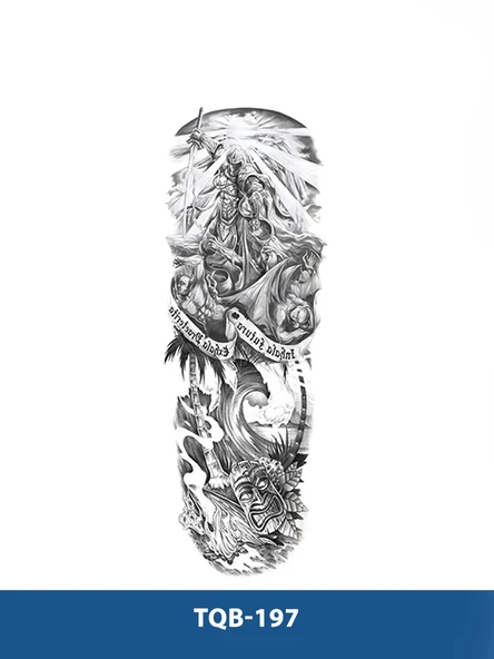 TQB-197 SAVAŞCI VE MASKE DESEN GEÇİCİ KOL DÖVMESİ-TATTO ürün görseli