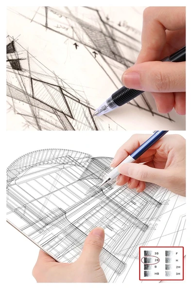 Kalem Ucu 120 li 0.7 mm 2B 4 Paket Noki Çoklu Versatil Kalem Uç Mekanik Uçlu Otomatik Kurşun Kalem Ucu 60 mm Yumuşak - 3