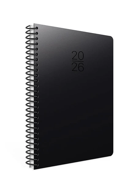 Gıpta 2026 Spiralli Günlük Ajanda Sert Kapak 17x24 cm 406-SEK Siyah ürün görseli 1