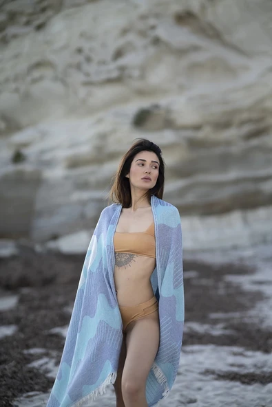 Halikarnas Royal Mavi & TurkuazPeştemal %100 Pamuk - 3