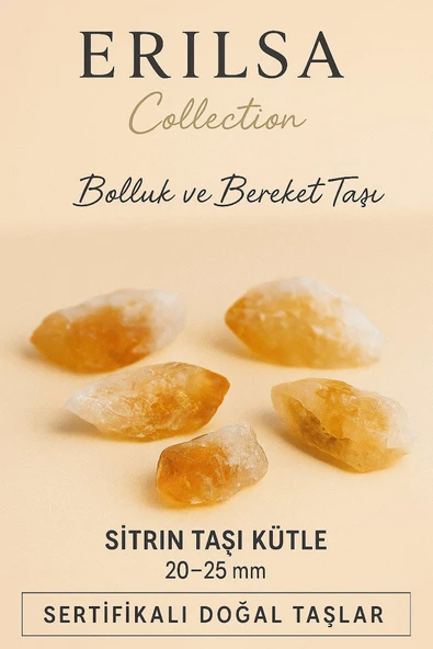 Sertifikalı Sitrin Doğal Taş Kütle 20 25 mm Bolluk ve Bereket Taşı ürün görseli