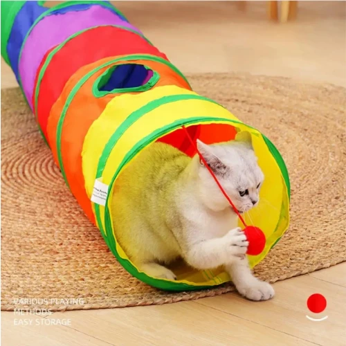 Mucit Home Düz Kedi Tüneli Katlanır Gökkuşağı Uzun Düz Kedi Köpek Oyun Tüneli Evcil Hayvan Oyun Tüneli ürün görseli 1