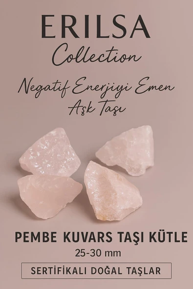 Sertifikalı Pembe Kuvars Doğal Taş Kütle 25 30 mm Aşk ve Pozitif Enerji Taşı ürün görseli