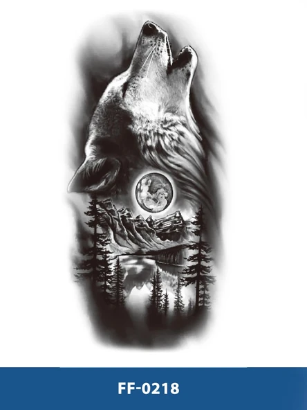 FF-218 ORTA BOY ULUYAN KURT VE ORMAN DESEN GEÇİCİ DÖVME-TATTO ürün görseli