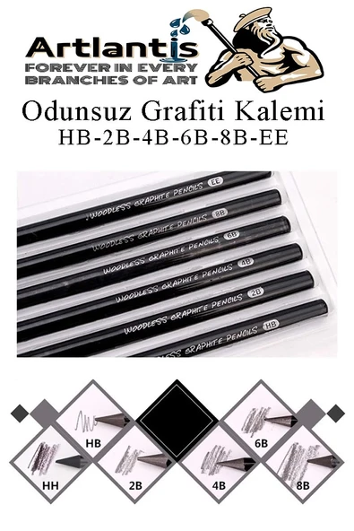 Odunsuz Grafiti Kalemi 12 Renk ve 6 Siyah 1 Paket Odunsuz Kömür Kalemi Füzen Çizim Eskiz Kalemi Karakalem Kalemi - 6