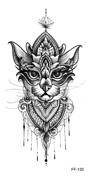 FF-130 ORTA BOY ETNİK KEDİ DESEN GEÇİCİ DÖVME-TATTO ürün görseli