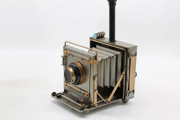 C1619 DEKORATİF METAL ABAJUR FOTOGRAF MAKİNASI BİBLO - 4