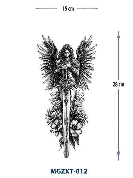 MGZXT-012 SAVAŞCI MELEK DESEN GEÇİCİ YARIM KOL KAPLAMA DÖVMESİ-TATTO ürün görseli