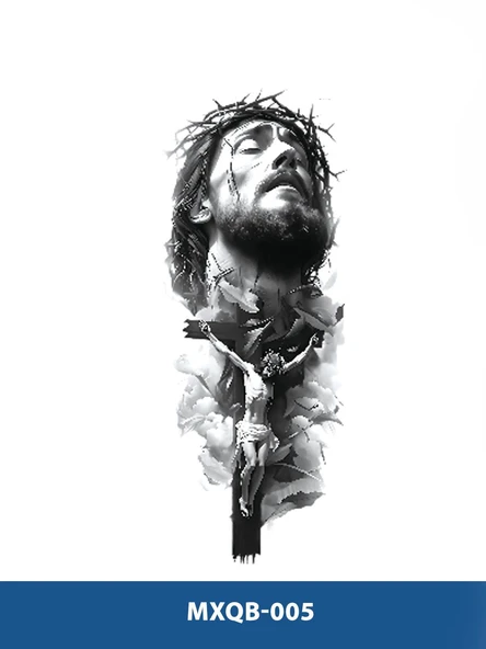 MXQB-005 ORTA BOY ÇARMAGA ÇEKİLEN İSA DESEN GEÇİCİ DÖVME-TATTO ürün görseli