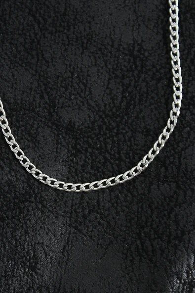 316L Çelik İnce Klasik Zincir Model Gümüş Renk Erkek Kolye - TJ-ERK1397 - 2