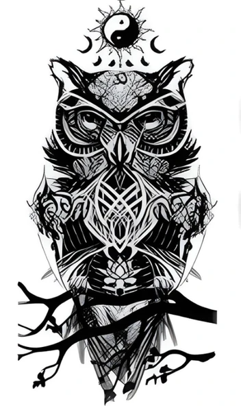 FF-192 ORTA BOY ETNİK BAYKUŞ DESEN GEÇİCİ DÖVME-TATTO ürün görseli