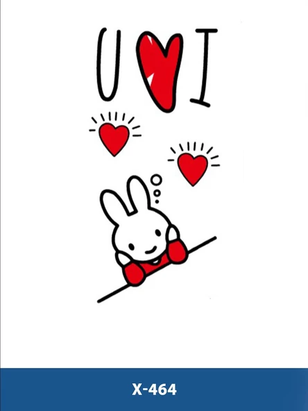 X-464 I LOVE YOU-SENİ SEVİYORUM TAŞVAN VE KALP DESEN GEÇİCİ DÖVME-TATTO ürün görseli