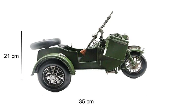 C1642 DEKORATİF METAL ASKERİ SEPETLİ MOTOR BİBLO - 4