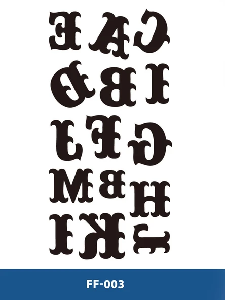 FF-003 ORTA BOY KALIN PUNTO HARFLER YAZILI GEÇİCİ DÖVME-TATTO ürün görseli