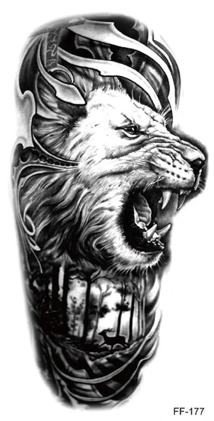 FF-177 ORTA BOY ASLAN VE ORMAN DESEN GEÇİCİ DÖVME-TATTO ürün görseli
