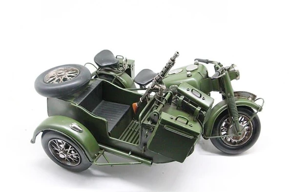 C1642 DEKORATİF METAL ASKERİ SEPETLİ MOTOR BİBLO