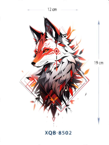 TBS-8502 ORTA BOY TİLKİ DESEN RENKLİ GEÇİCİ DÖVME-TATTO ürün görseli