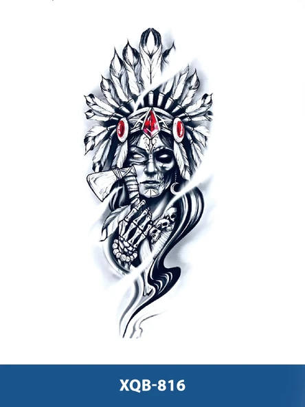 XQB-816 ORTA BOY KIZILDERİLİ KADIN DESEN GEÇİCİ DÖVME-TATTO ürün görseli
