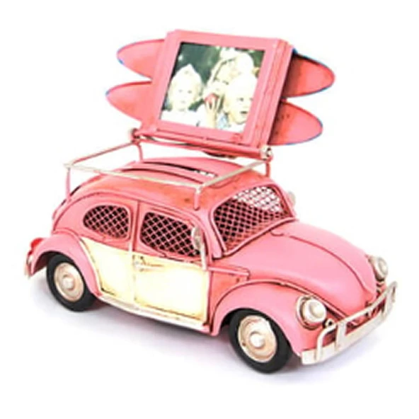 1204E-3091SS PEMBE DEKORATİF ÇERÇEVELİ KUMBARALI METAL BİBLO